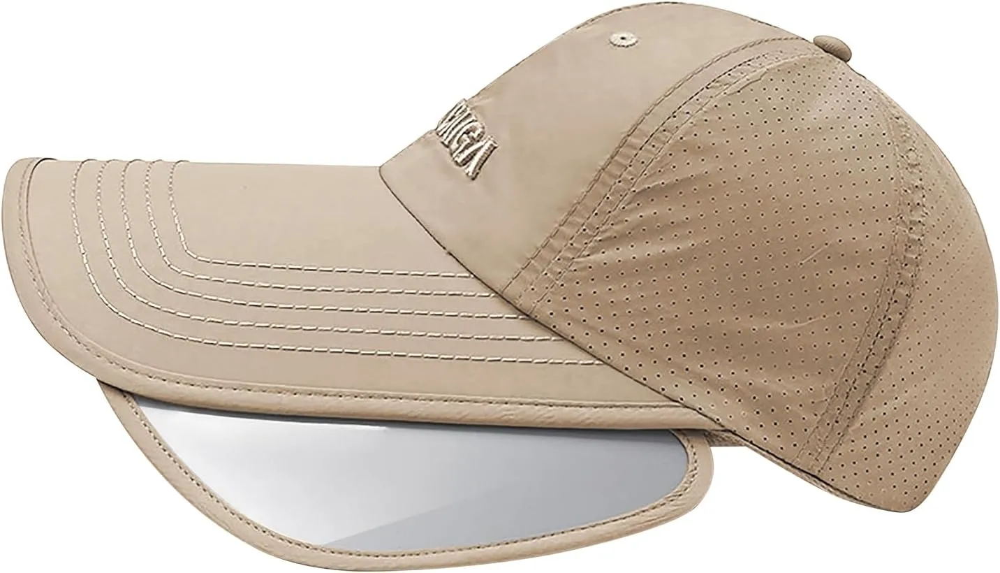 Mens Cool Mesh Baseball Cap Retractable Wide Brim Quick Dry Golf Fishing Running Hat Women Ponytail Beach Sun Visor Hat