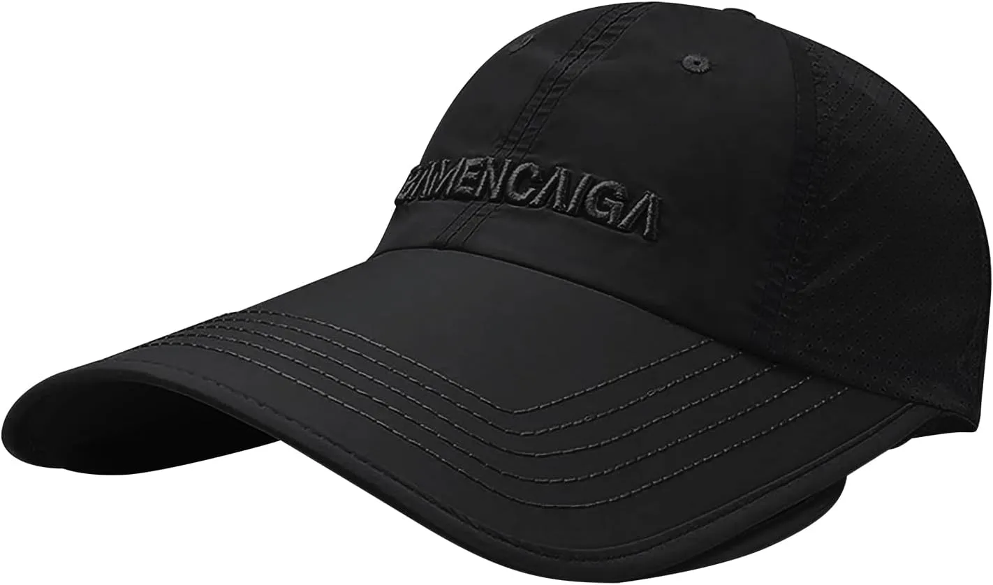 Mens Cool Mesh Baseball Cap Retractable Wide Brim Quick Dry Golf Fishing Running Hat Women Ponytail Beach Sun Visor Hat