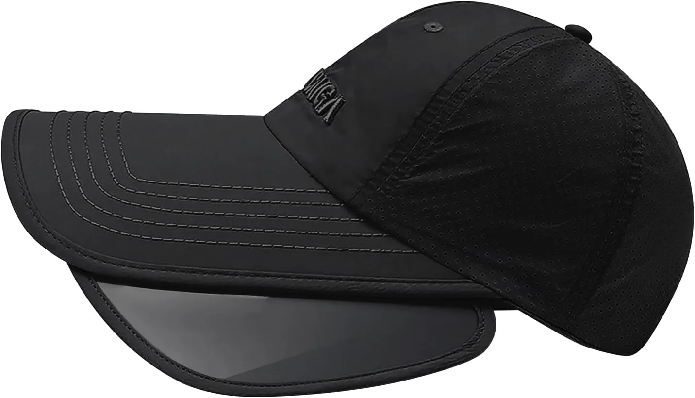 Mens Cool Mesh Baseball Cap Retractable Wide Brim Quick Dry Golf Fishing Running Hat Women Ponytail Beach Sun Visor Hat