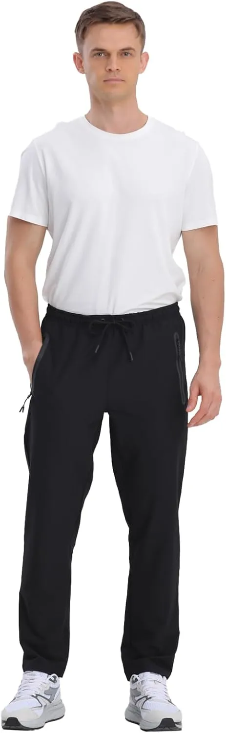 Men's Hiking Pants,Breathable Quick Dry Fishing Running Athletic Active Jogger Sweat Pant with Zipper Pockets