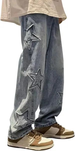 Men's Jeans Comfort Stretch Denim Straight Leg Relaxed Fit Jeans for Men Fuzzy House