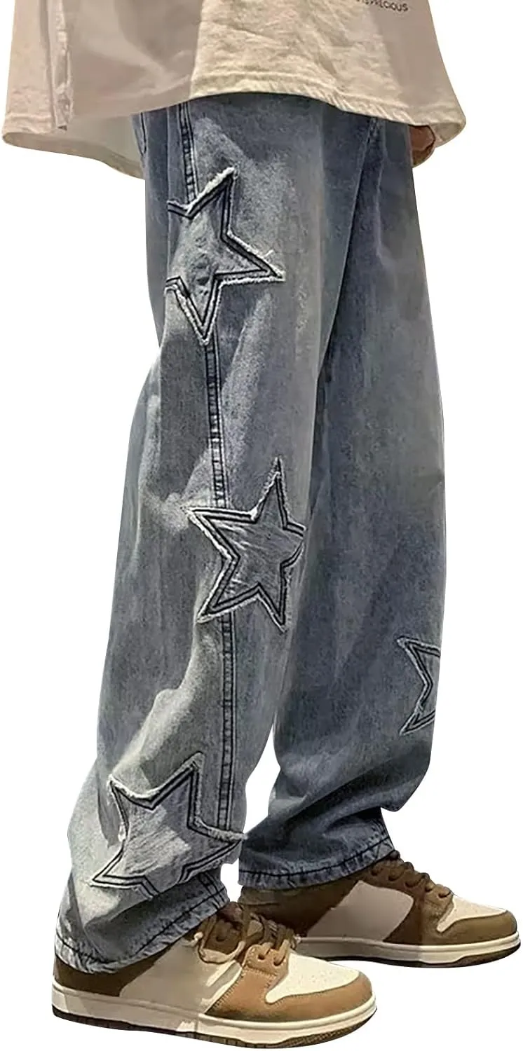 Men's Jeans Comfort Stretch Denim Straight Leg Relaxed Fit Jeans for Men Fuzzy House