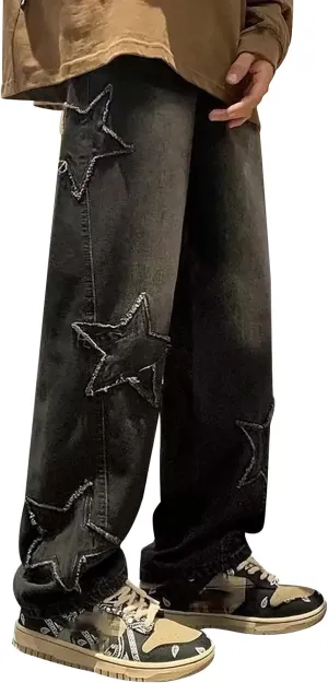 Men's Jeans Comfort Stretch Denim Straight Leg Relaxed Fit Jeans for Men Fuzzy House