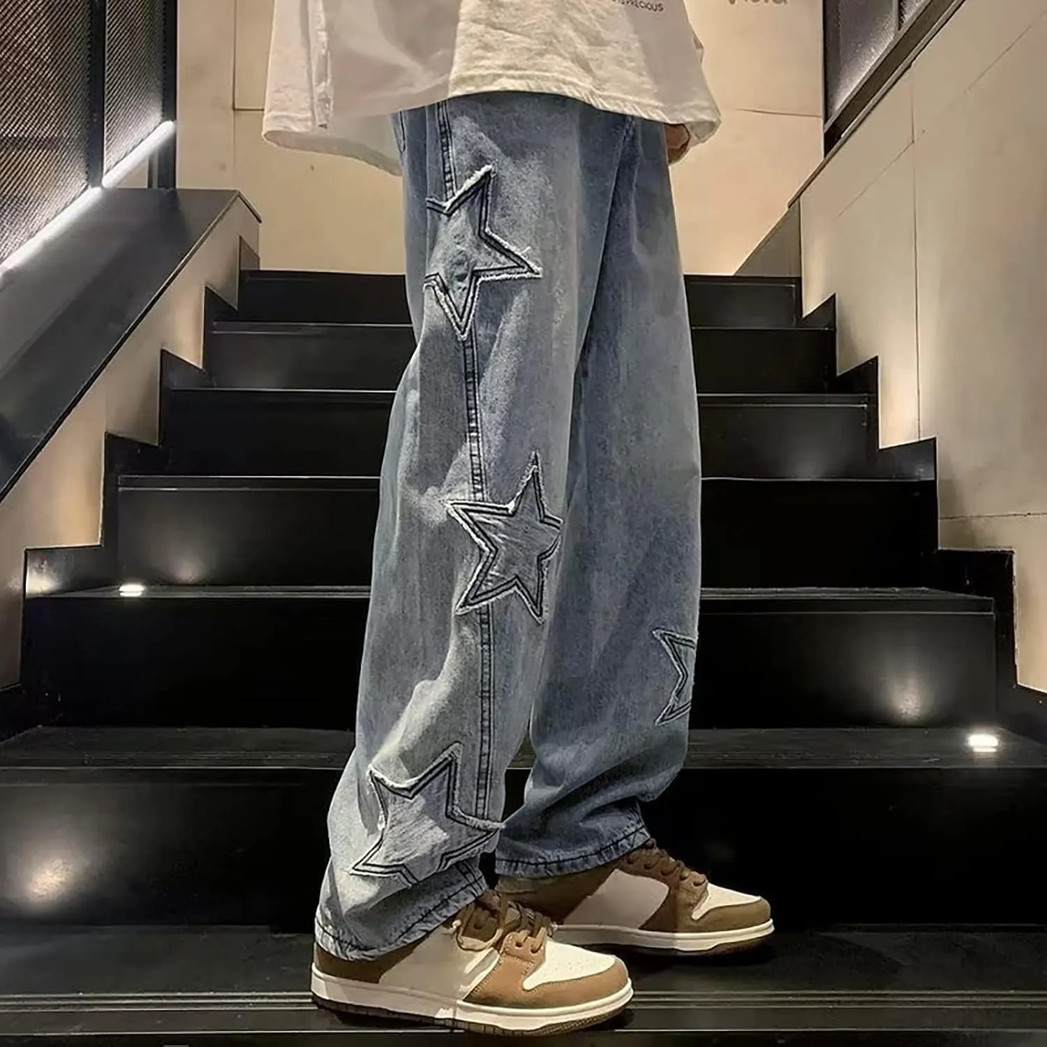 Men's Jeans Comfort Stretch Denim Straight Leg Relaxed Fit Jeans for Men Fuzzy House