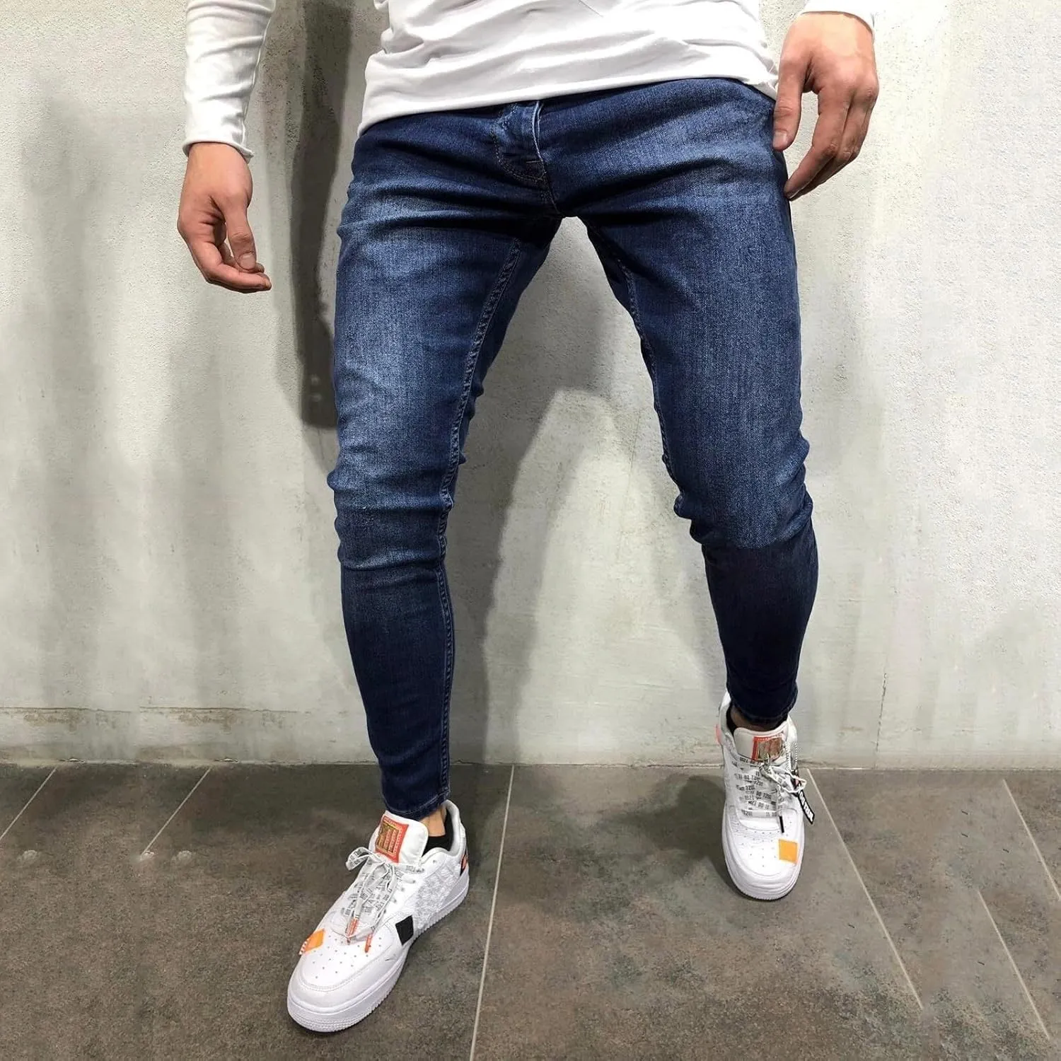 Men's Jeans Slim Fit Stretch Jeans Ripped Skinny Jeans for Men, Distressed Straight Leg Fashion Comfort Flex Waist Pants