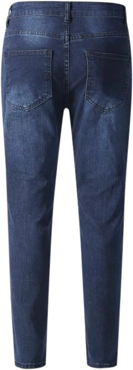Men's Jeans Slim Fit Stretch Jeans Ripped Skinny Jeans for Men, Distressed Straight Leg Fashion Comfort Flex Waist Pants
