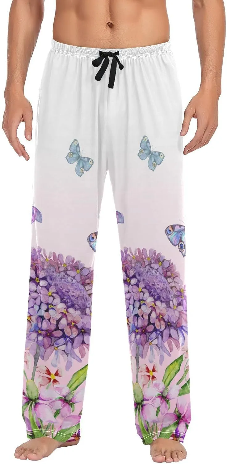 Men's Pajama Pants Straight Trouser Sleep Lounge Pants Sleepwear with Pockets