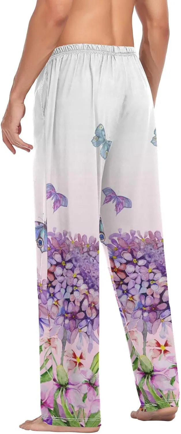 Men's Pajama Pants Straight Trouser Sleep Lounge Pants Sleepwear with Pockets