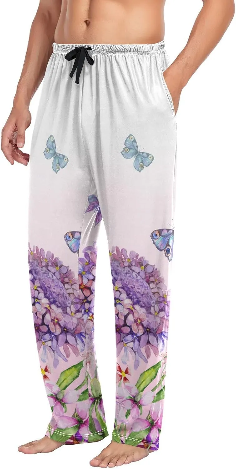 Men's Pajama Pants Straight Trouser Sleep Lounge Pants Sleepwear with Pockets