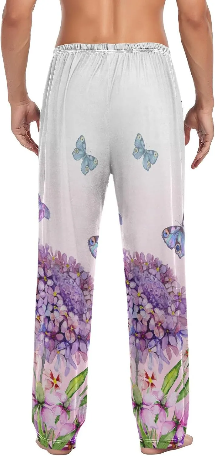 Men's Pajama Pants Straight Trouser Sleep Lounge Pants Sleepwear with Pockets