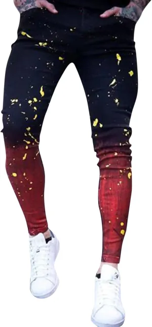 Mens Pants Jeans Relaxed Fit Classic Comfort Flex Retro Jeans Pants Lightweight Elastic Waist Tapered Denim Trousers