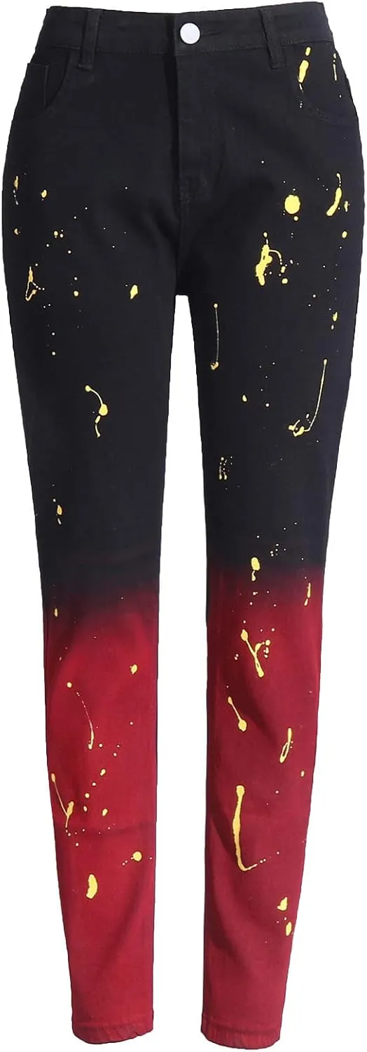Mens Pants Jeans Relaxed Fit Classic Comfort Flex Retro Jeans Pants Lightweight Elastic Waist Tapered Denim Trousers