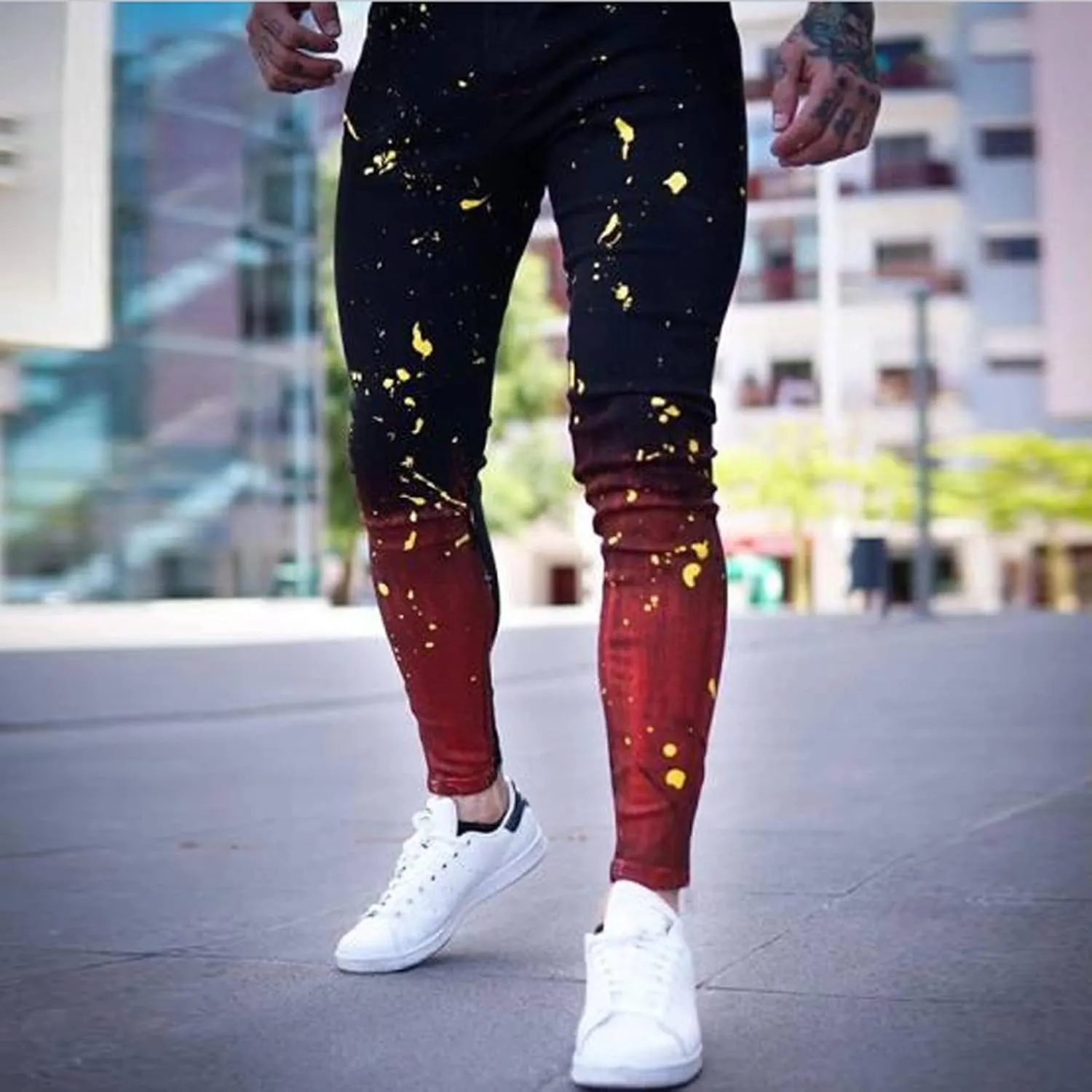 Mens Pants Jeans Relaxed Fit Classic Comfort Flex Retro Jeans Pants Lightweight Elastic Waist Tapered Denim Trousers