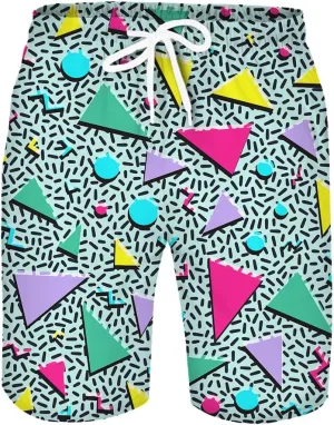 Men's Swim Trunks Quick Dry 3D Printed Beach Board Shorts with Pockets Cool Mesh Lining Bathing Suits