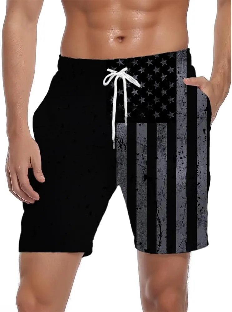 Men's Swim Trunks Quick Dry 3D Printed Beach Board Shorts with Pockets Cool Mesh Lining Bathing Suits