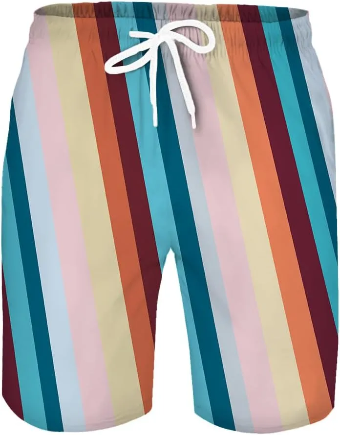 Men's Swim Trunks Quick Dry 3D Printed Beach Board Shorts with Pockets Cool Mesh Lining Bathing Suits