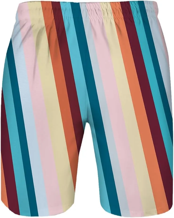 Men's Swim Trunks Quick Dry 3D Printed Beach Board Shorts with Pockets Cool Mesh Lining Bathing Suits