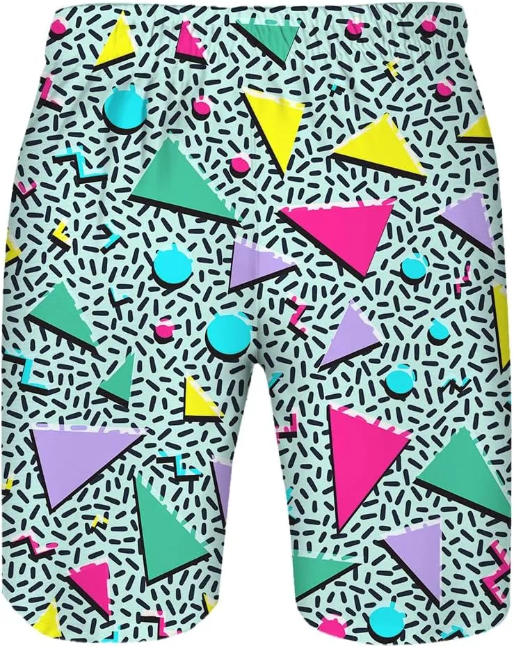Men's Swim Trunks Quick Dry 3D Printed Beach Board Shorts with Pockets Cool Mesh Lining Bathing Suits