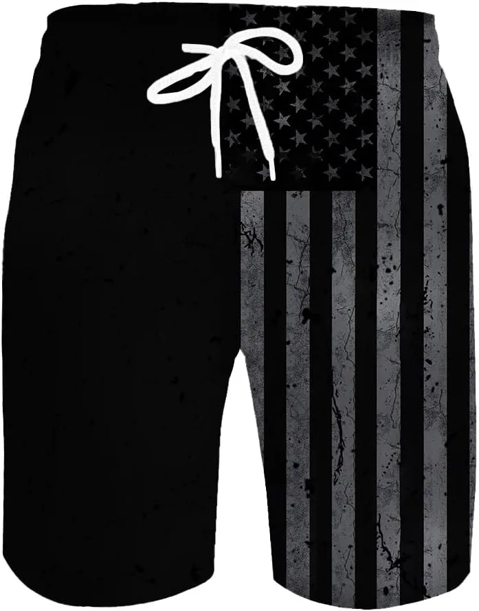 Men's Swim Trunks Quick Dry 3D Printed Beach Board Shorts with Pockets Cool Mesh Lining Bathing Suits