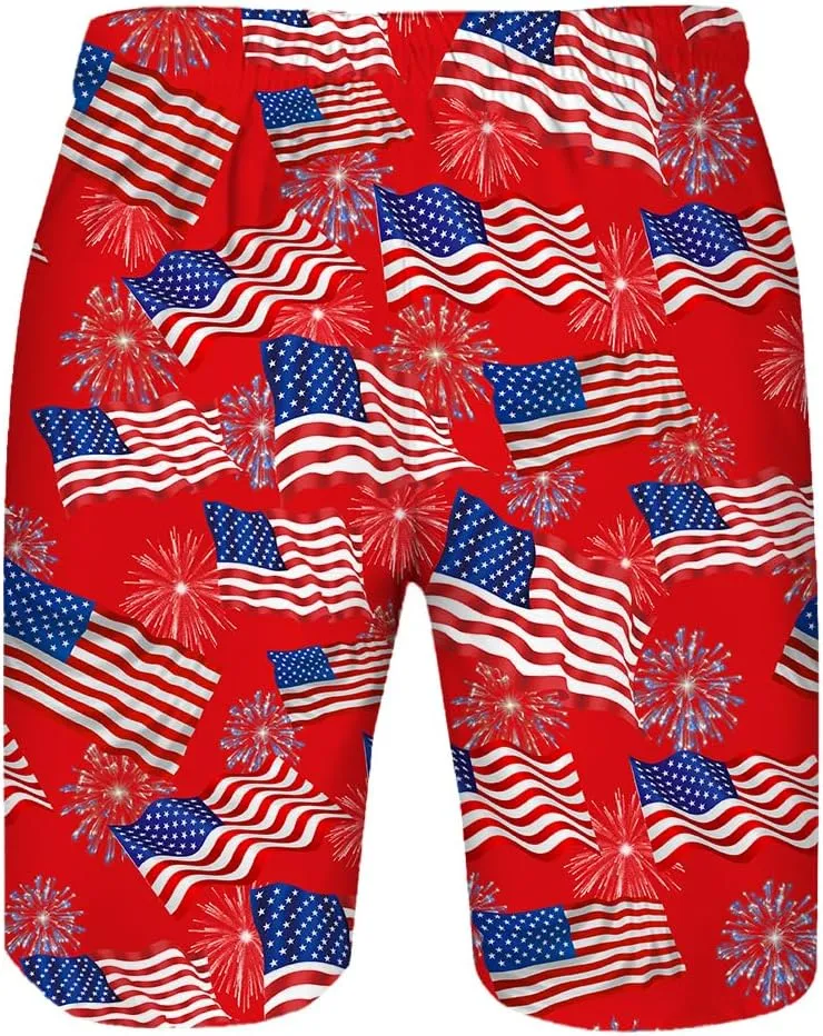 Men's Swim Trunks Quick Dry 3D Printed Beach Board Shorts with Pockets Cool Mesh Lining Bathing Suits