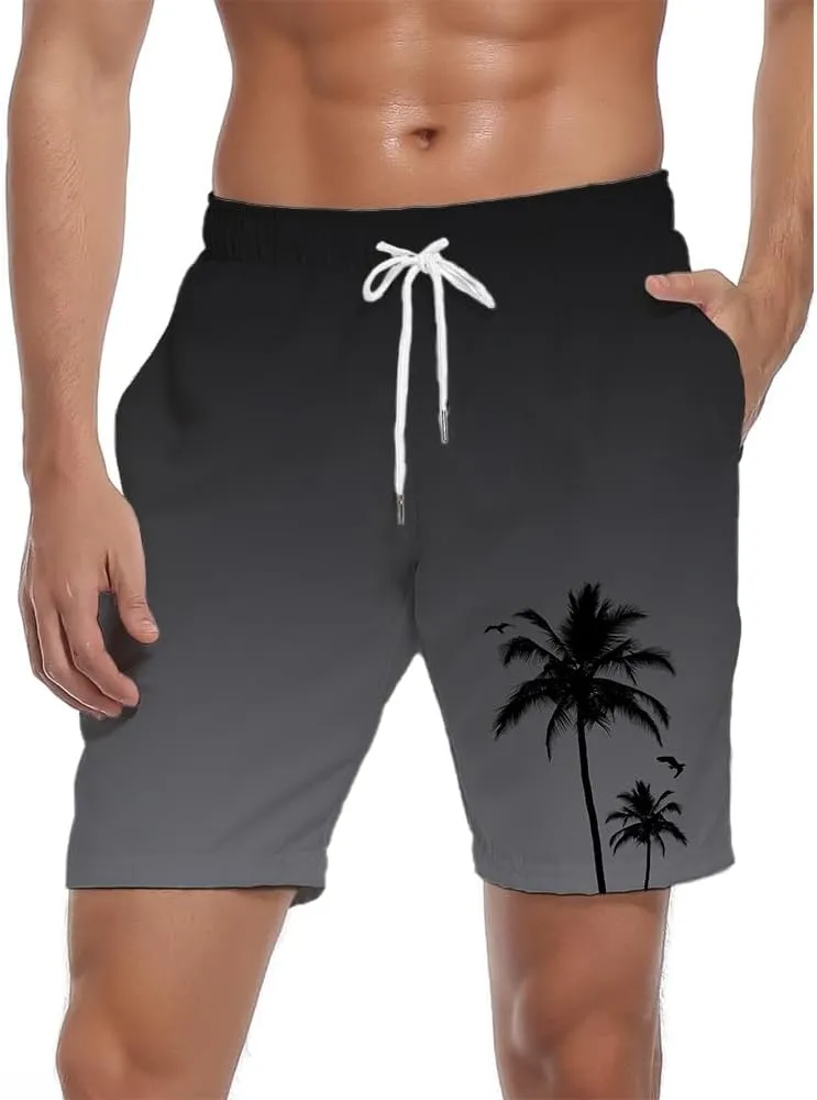 Men's Swim Trunks Quick Dry 3D Printed Beach Board Shorts with Pockets Cool Mesh Lining Bathing Suits