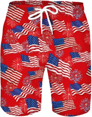 Men's Swim Trunks Quick Dry 3D Printed Beach Board Shorts with Pockets Cool Mesh Lining Bathing Suits