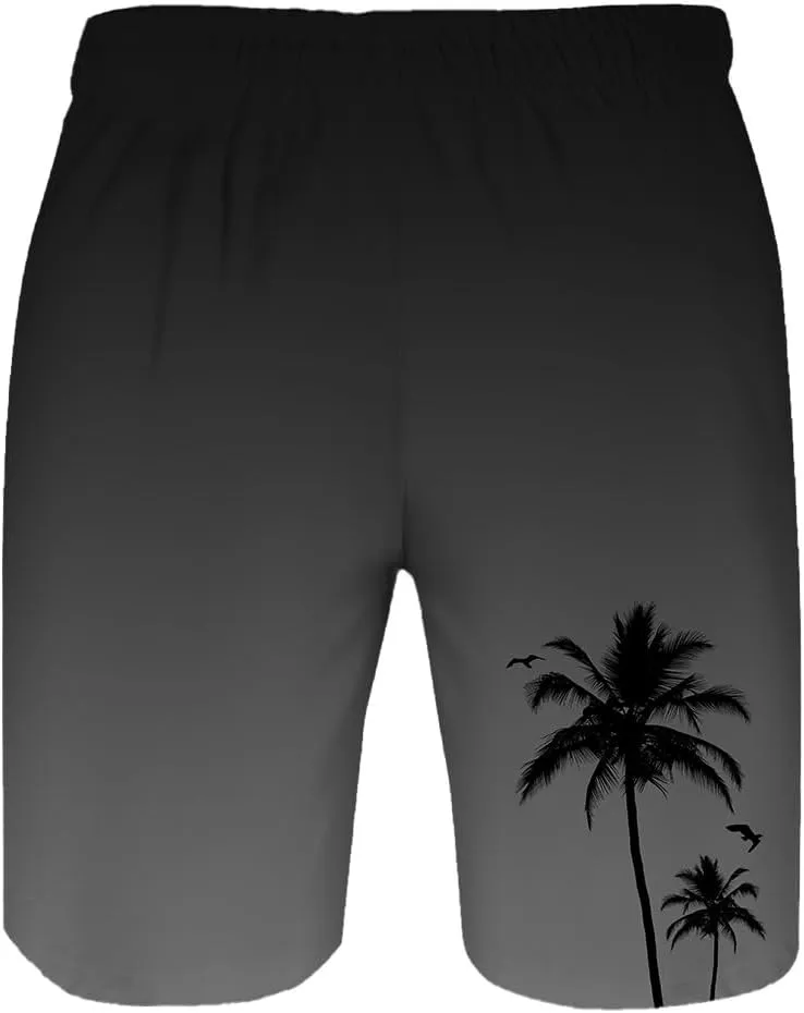 Men's Swim Trunks Quick Dry 3D Printed Beach Board Shorts with Pockets Cool Mesh Lining Bathing Suits