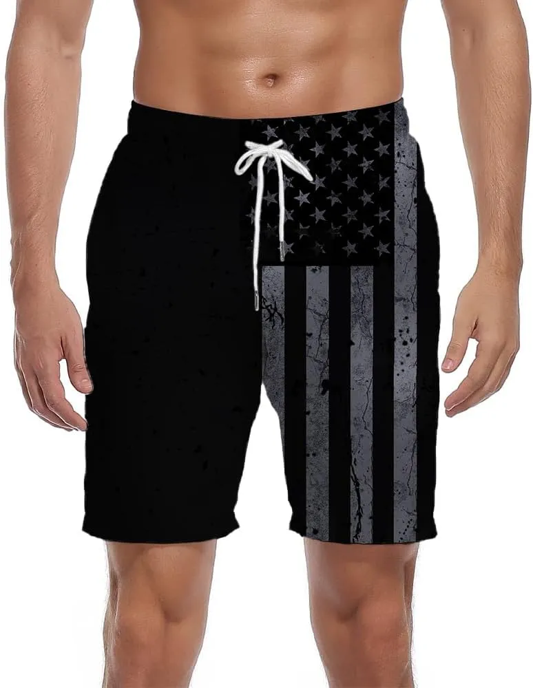 Men's Swim Trunks Quick Dry 3D Printed Beach Board Shorts with Pockets Cool Mesh Lining Bathing Suits