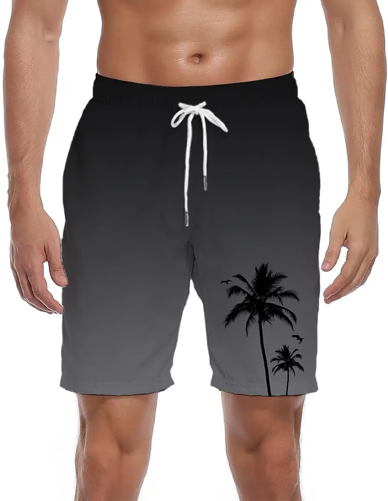Men's Swim Trunks Quick Dry 3D Printed Beach Board Shorts with Pockets Cool Mesh Lining Bathing Suits