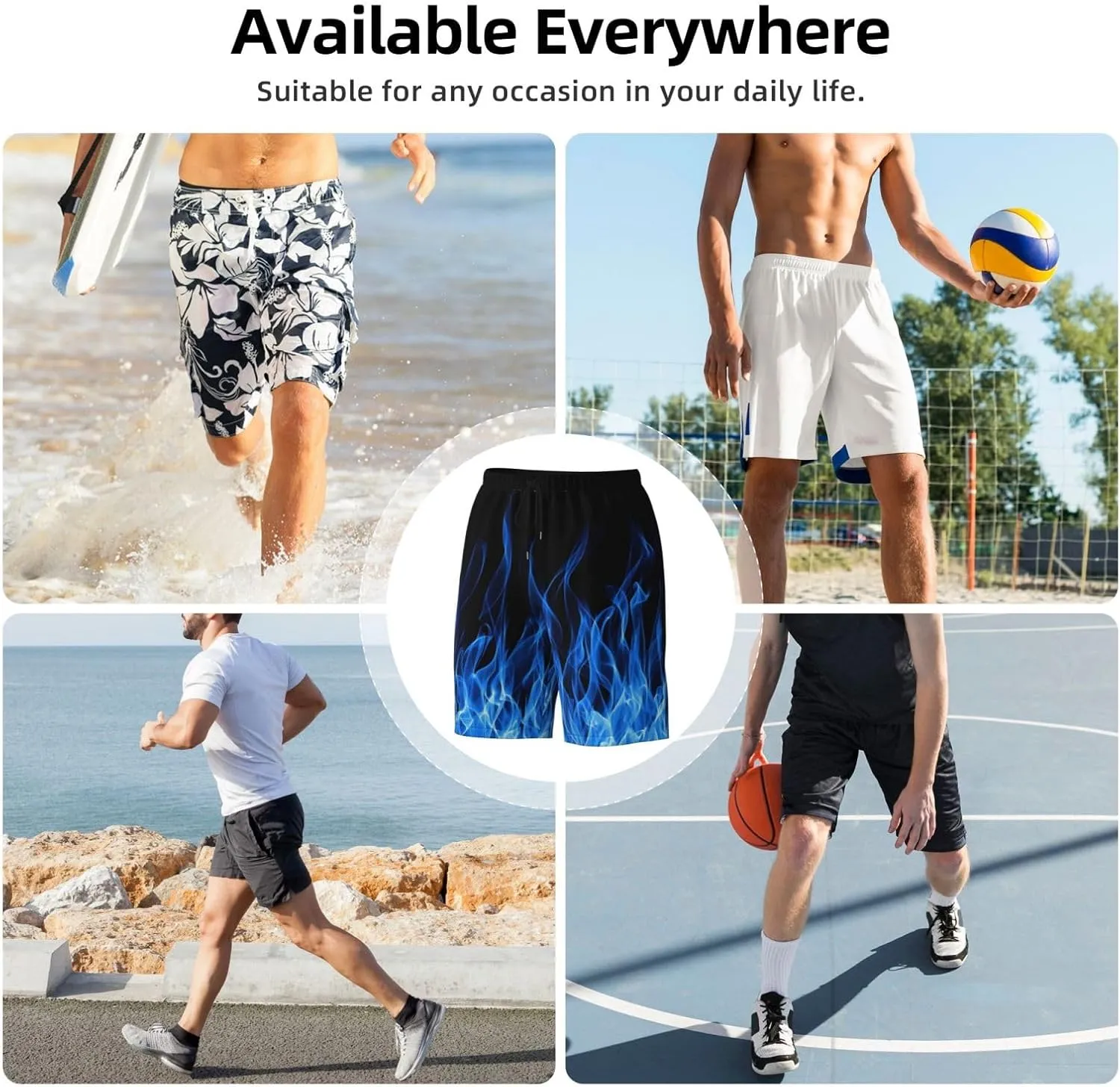 Men's Swim Trunks Quick Dry 3D Printed Beach Board Shorts with Pockets Cool Mesh Lining Bathing Suits