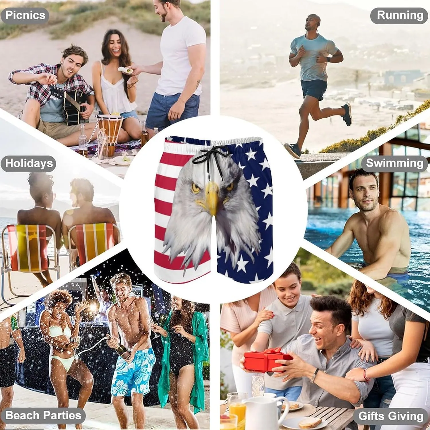 Men's Swim Trunks Quick Dry Board Shorts Beach Shorts Cool Mesh Lining Bathing Suits with Pockets