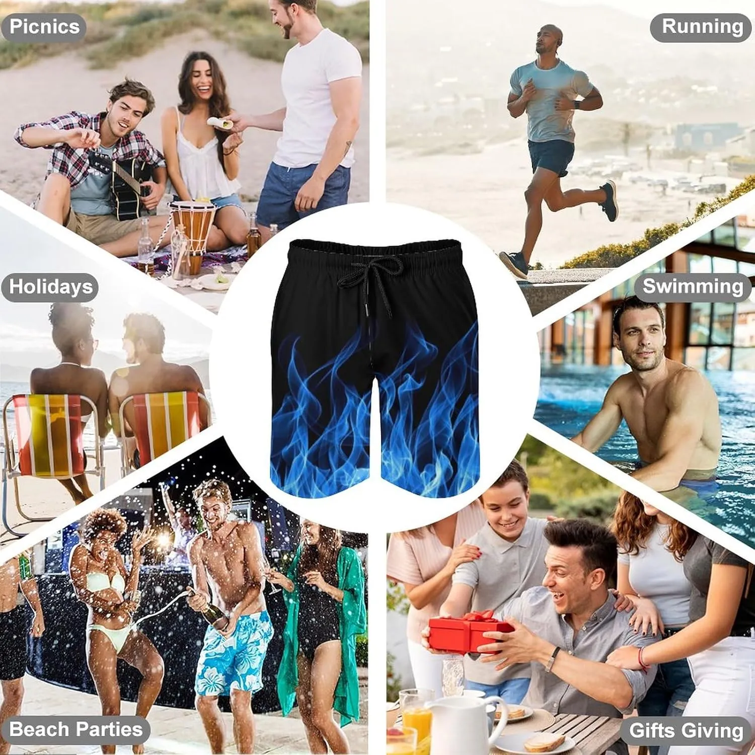 Men's Swim Trunks Quick Dry Board Shorts Beach Shorts Cool Mesh Lining Bathing Suits with Pockets