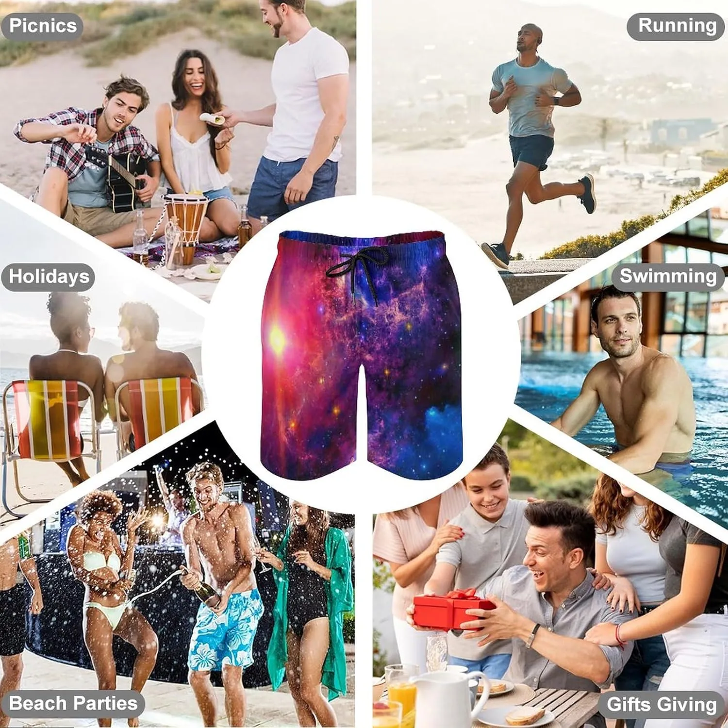 Men's Swim Trunks Quick Dry Board Shorts Beach Shorts Cool Mesh Lining Bathing Suits with Pockets