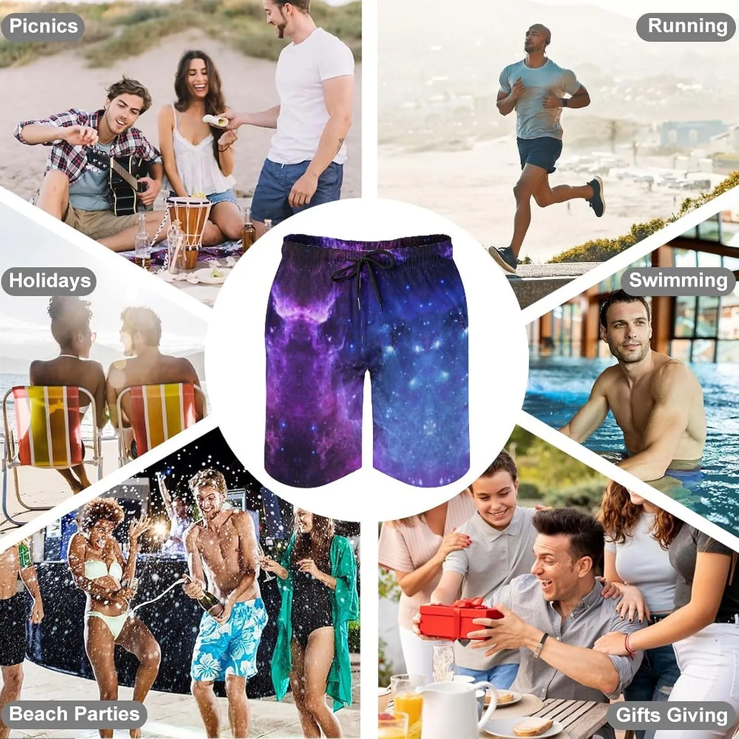 Men's Swim Trunks Quick Dry Board Shorts Beach Shorts Cool Mesh Lining Bathing Suits with Pockets