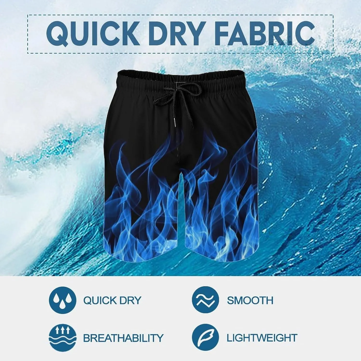 Men's Swim Trunks Quick Dry Board Shorts Beach Shorts Cool Mesh Lining Bathing Suits with Pockets