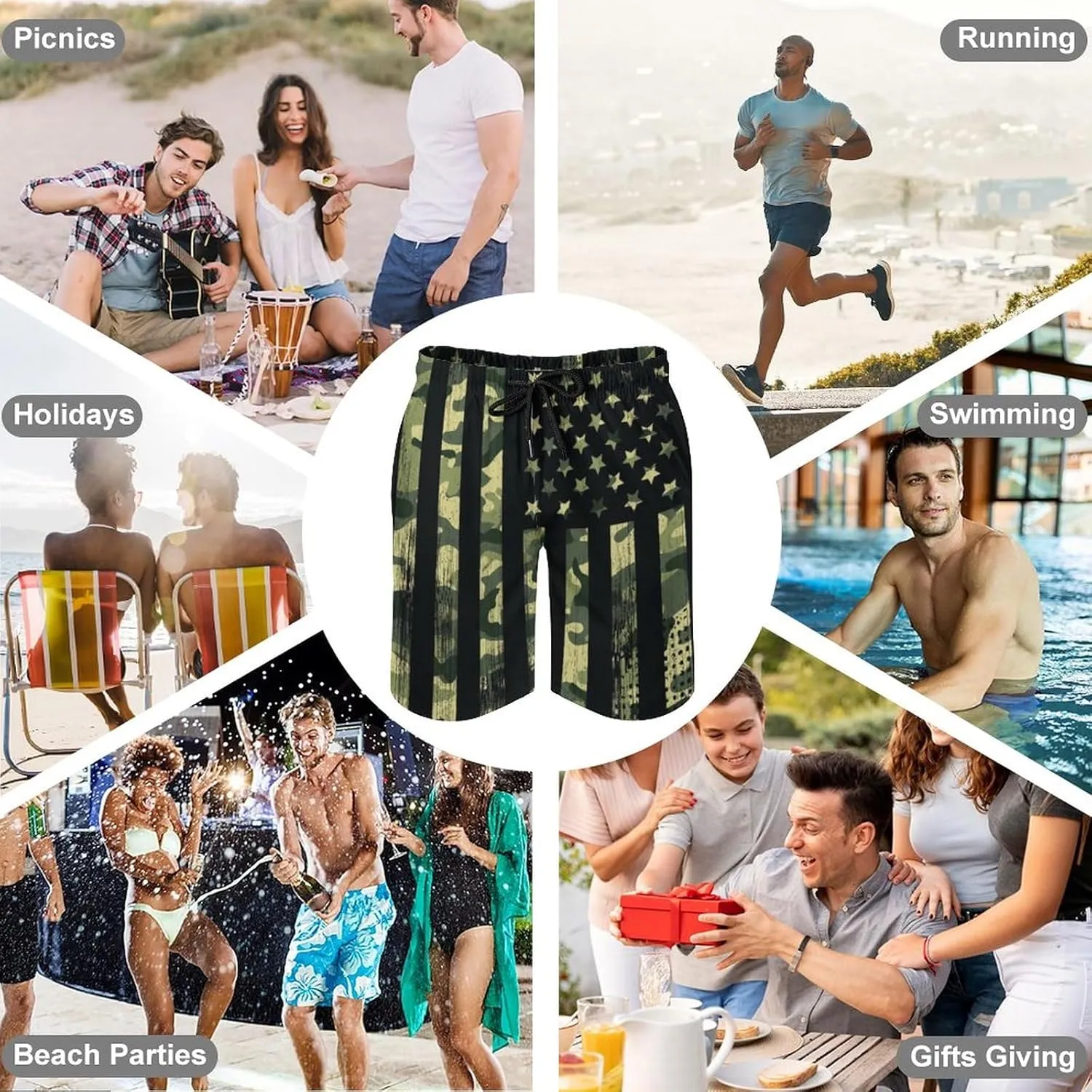 Men's Swim Trunks Quick Dry Board Shorts Beach Shorts Cool Mesh Lining Bathing Suits with Pockets
