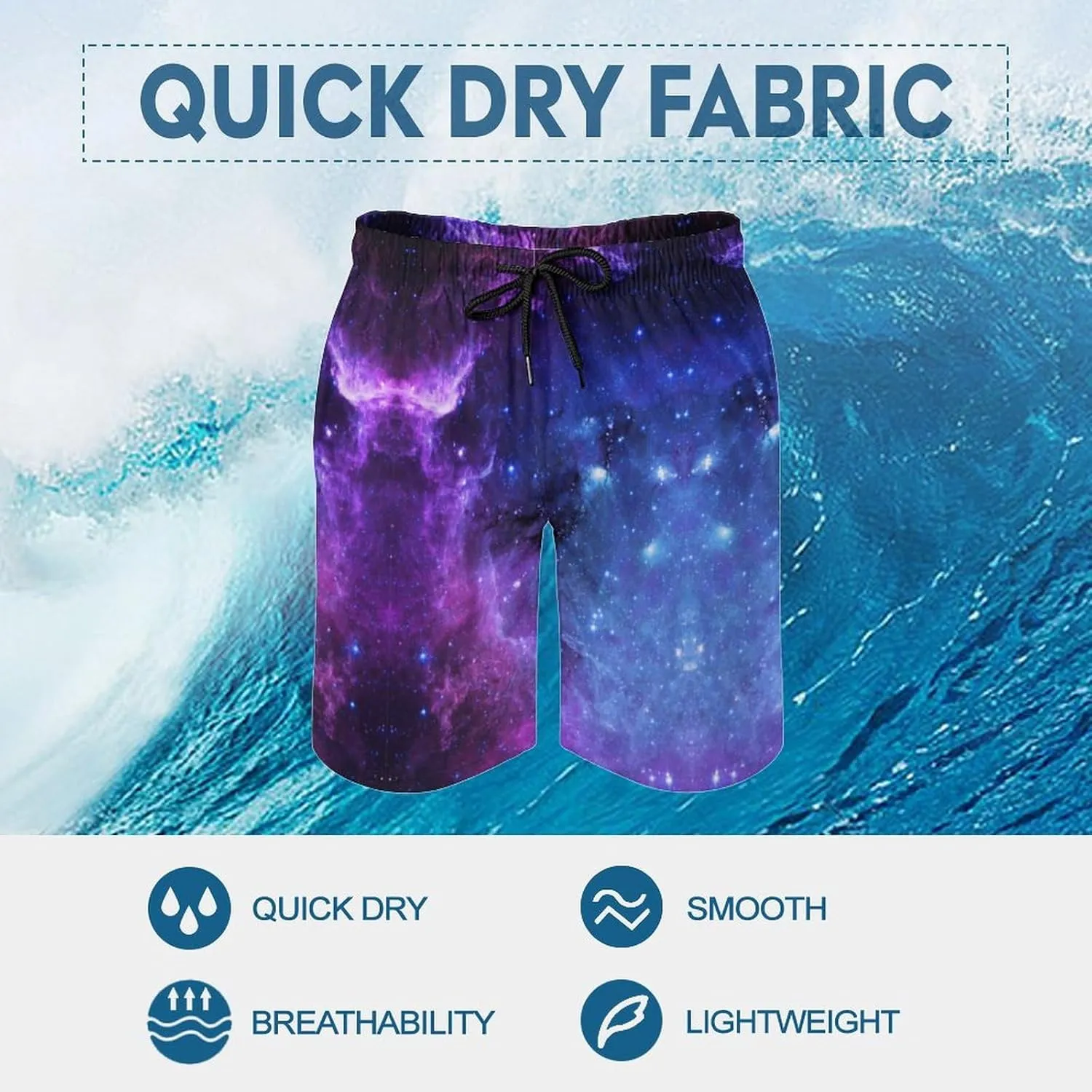 Men's Swim Trunks Quick Dry Board Shorts Beach Shorts Cool Mesh Lining Bathing Suits with Pockets