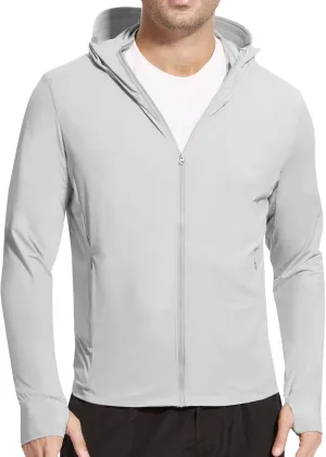 Men's UPF 50  Sun Protection Shirts Cooling SPF Hoodie Jacket Pocket Long Sleeve UV Clothing for Fishing Hiking