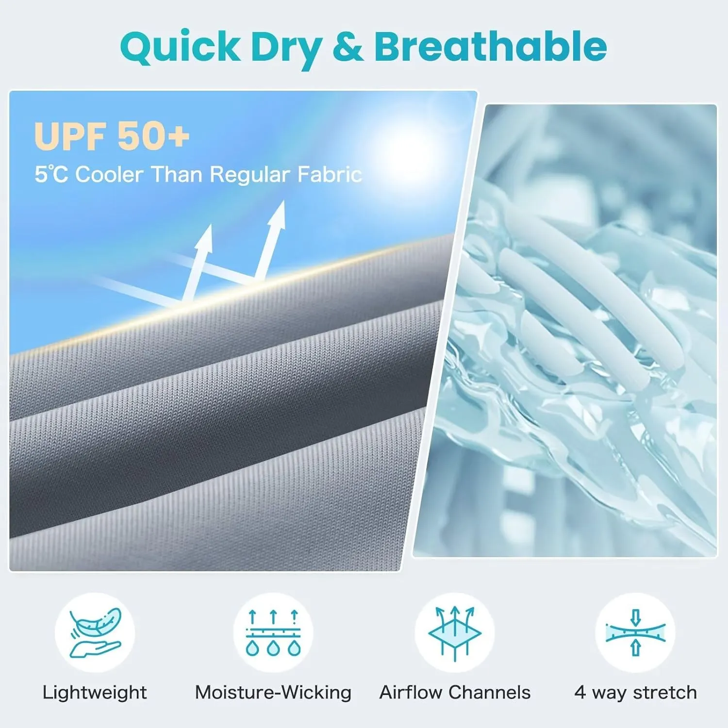 Men's UPF 50  Sun Protection Shirts Cooling SPF Hoodie Jacket Pocket Long Sleeve UV Clothing for Fishing Hiking