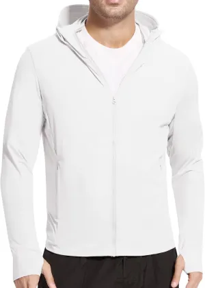 Men's UPF 50  Sun Protection Shirts Cooling SPF Hoodie Jacket Pocket Long Sleeve UV Clothing for Fishing Hiking