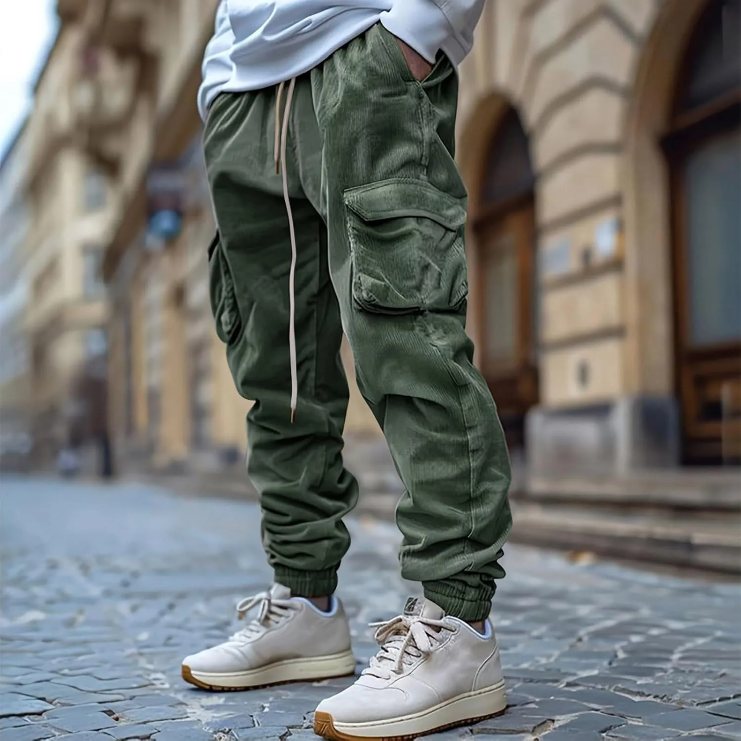 MIDOO Mens Cargo Pants Slim Fit Casual Drawstring Waist Joggers Lightweight Breathable Active Athletic Fishing Hiking Pants
