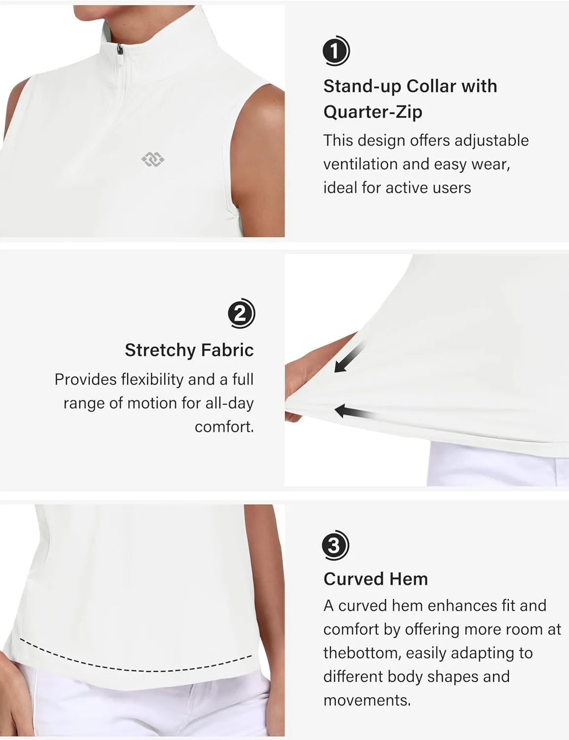 MoFiz Women's Sleeveless Golf Polo Tennis Shirts 1/4 Zip Quick Dry Lightweight Athletic Tank Tops for Running Workout