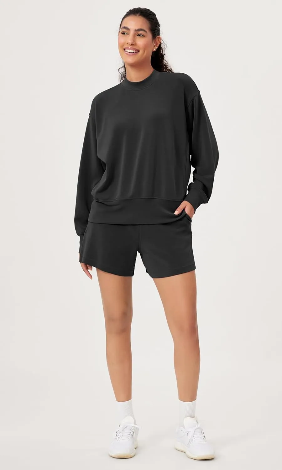 ODODOS Modal Soft Long Sleeve Oversized Sweatshirts for Women Crew Neck Pullover Tops