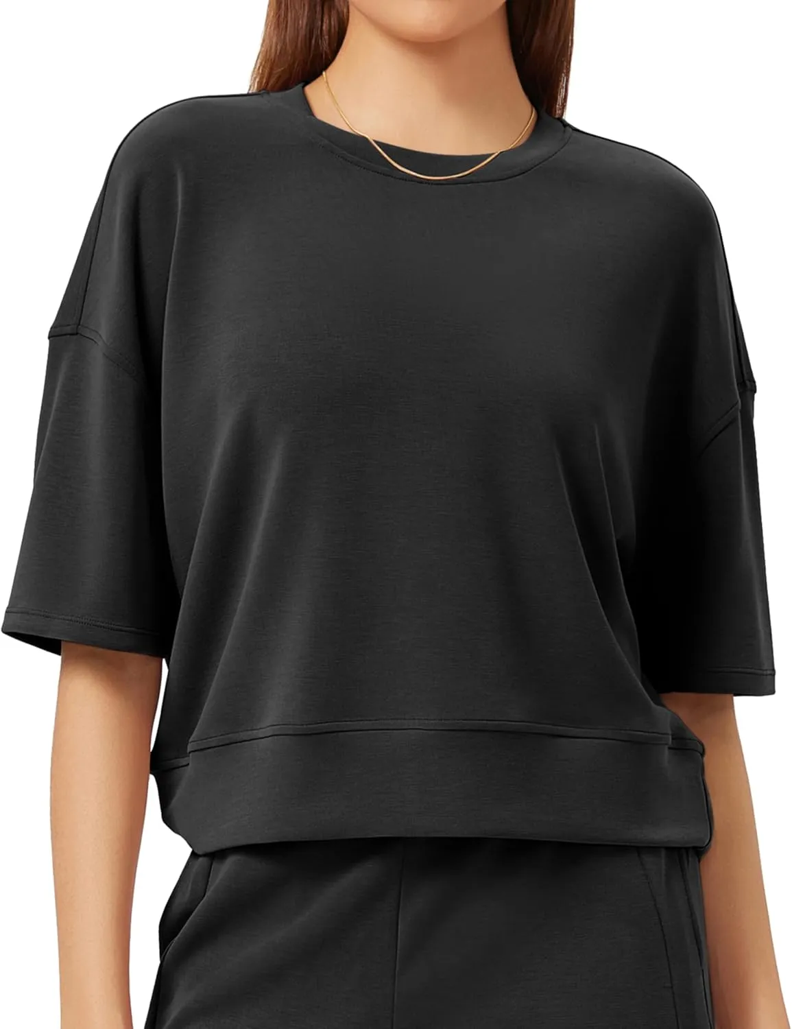 ODODOS Modal Soft Short Sleeve T-Shirts for Women Oversized Crew Neck Tee Relaxed Pullover Tops