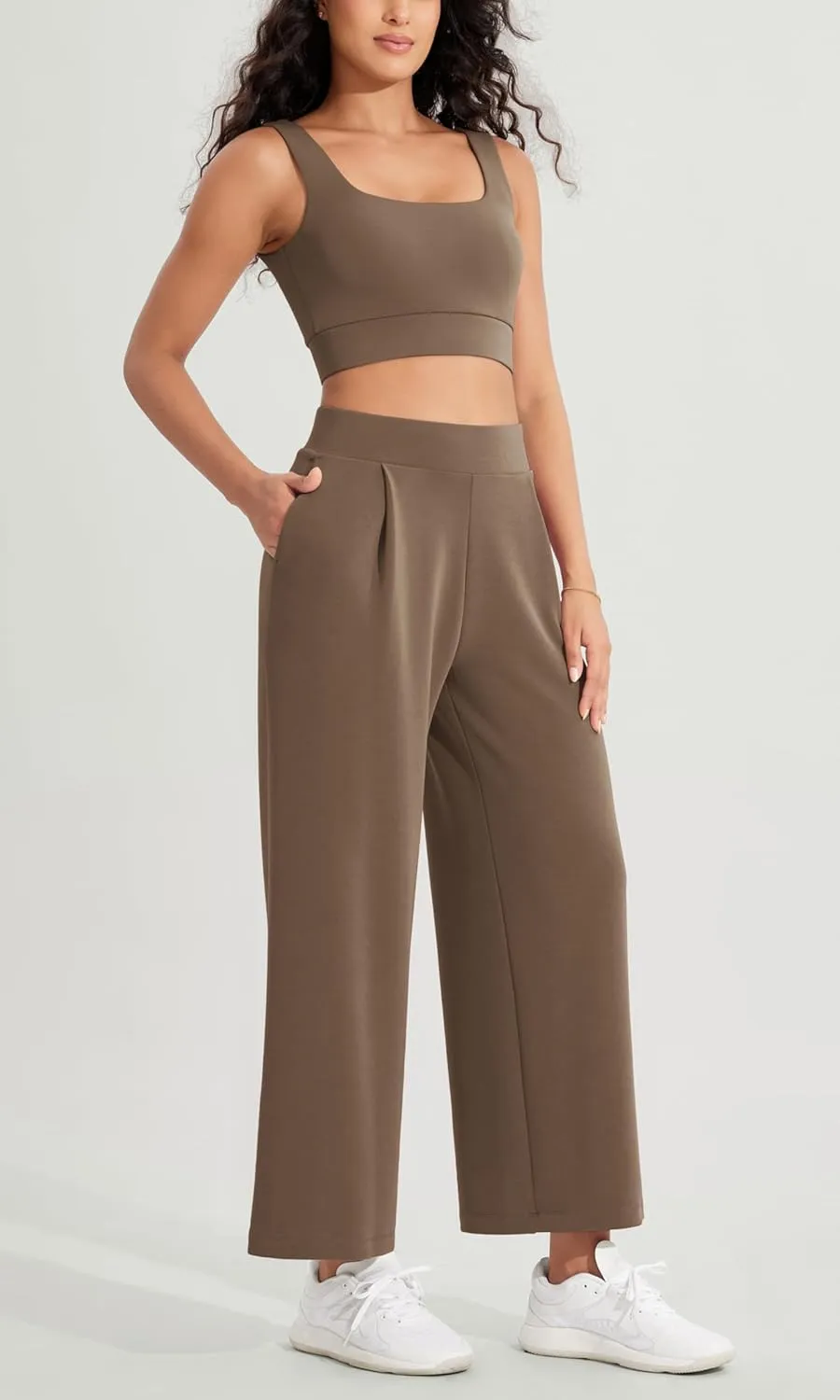 ODODOS Modal Soft Wide Leg Cropped Pants for Women High Waist Casual Relaxed Pants with Pockets-25 Inseam