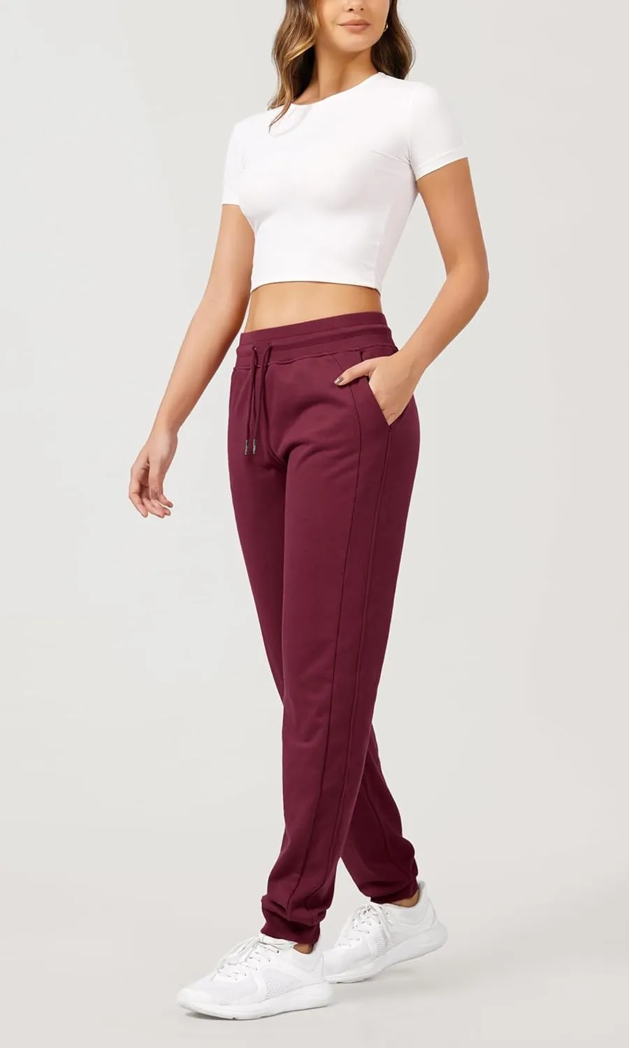 ODODOS Women's Jogger Sweatpants Cotton French Terry High Waist Casual Lounge Pants with Pockets