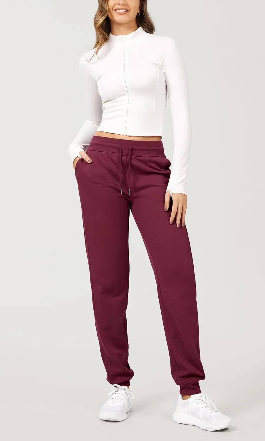 ODODOS Women's Jogger Sweatpants Cotton French Terry High Waist Casual Lounge Pants with Pockets
