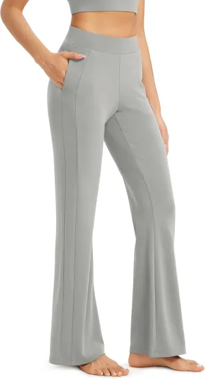 ODODOS Women's Modal Soft Mini Flared Pants with Pockets High Waist Pull-On Casual Lounge Pants-29/31" Inseam
