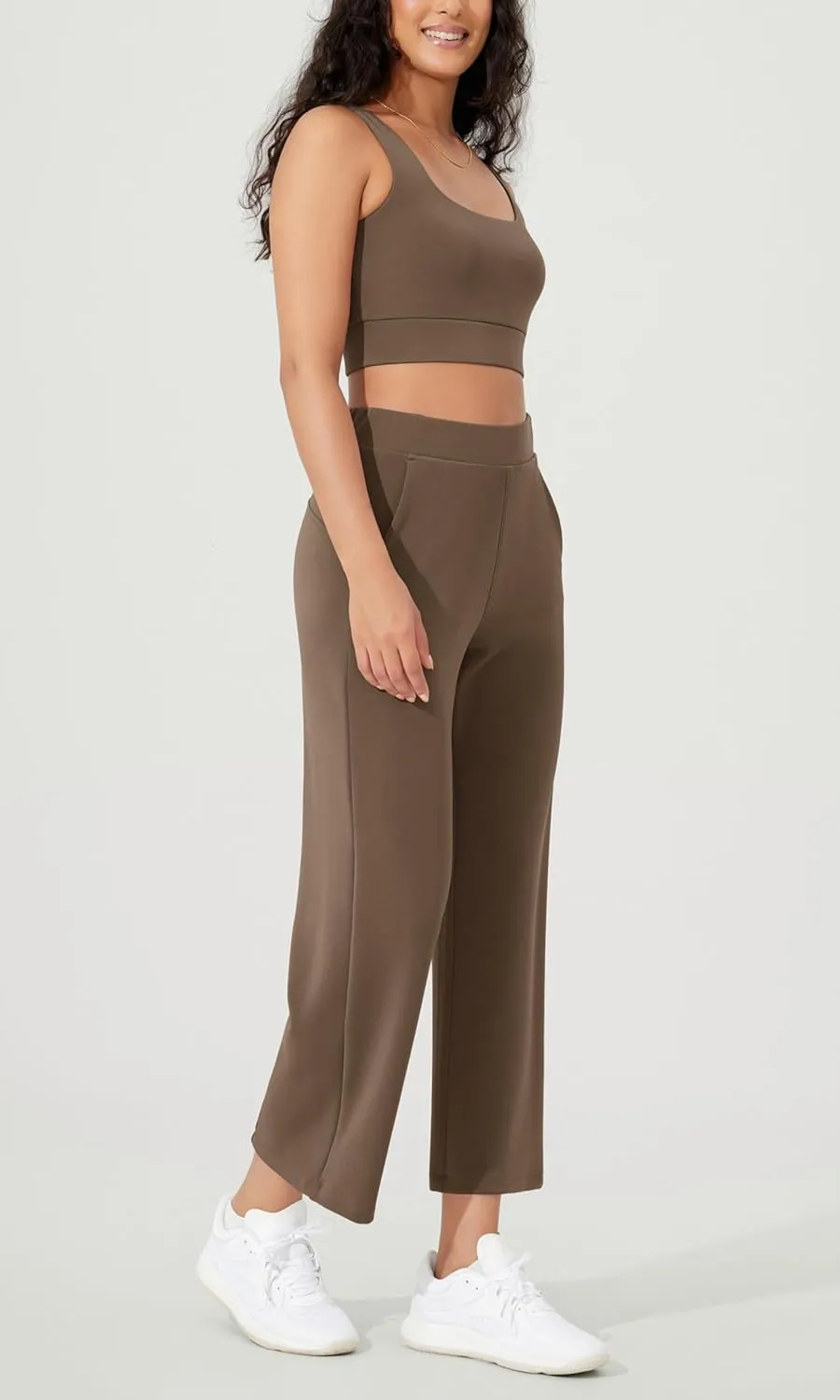 ODODOS Women's Modal Soft Relaxed Cropped Pants High Waist Casual Wide Leg Pants with Pockets - 25" Inseam