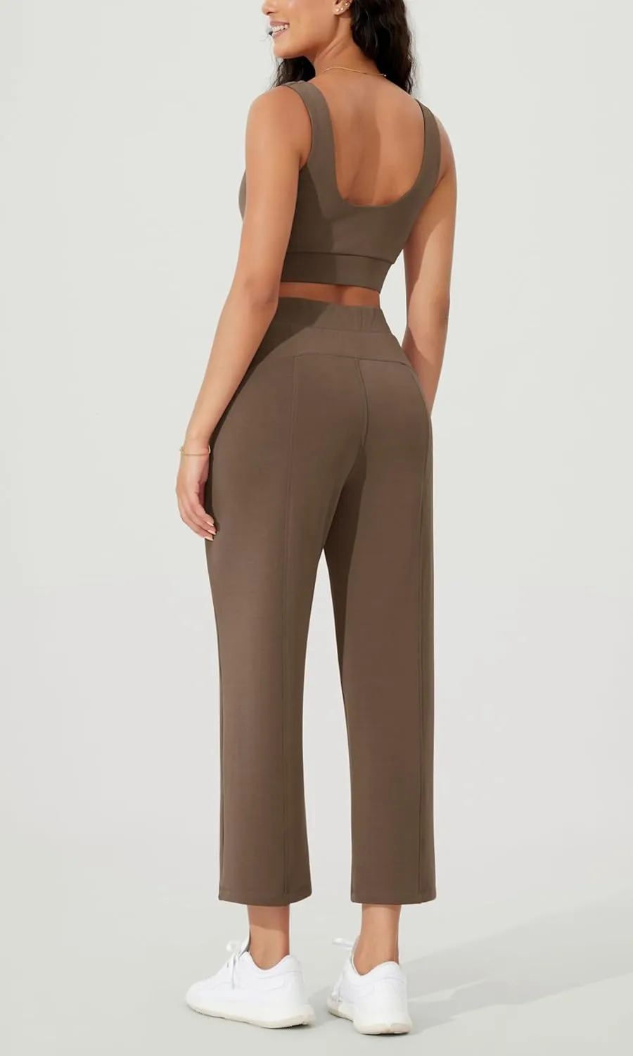 ODODOS Women's Modal Soft Relaxed Cropped Pants High Waist Casual Wide Leg Pants with Pockets - 25" Inseam